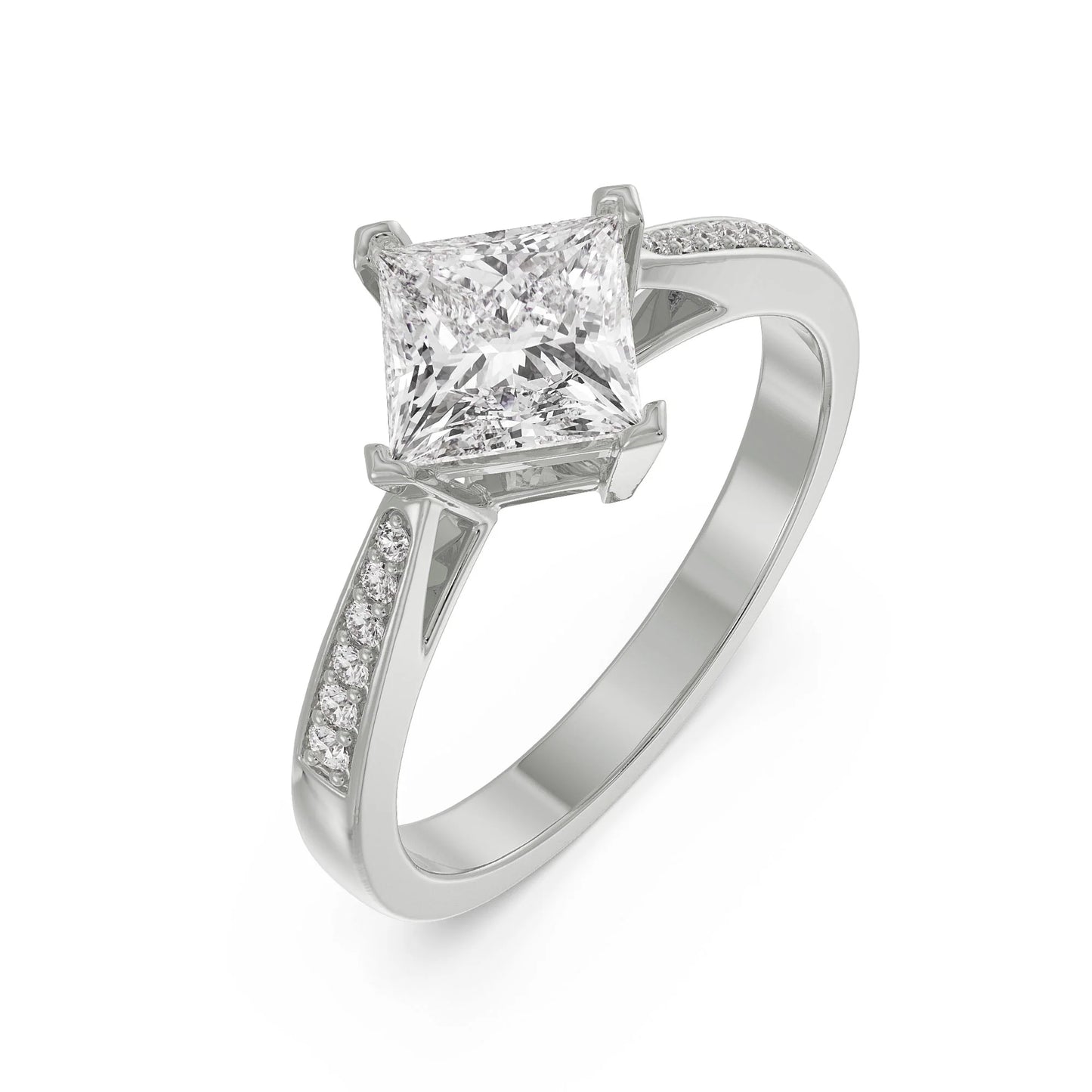 Princess Cut Lab Brilliant Engagement Band
