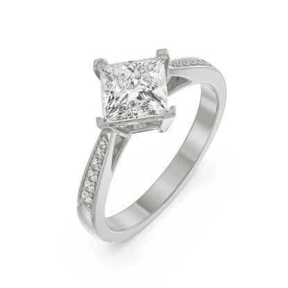 Princess Cut Lab Brilliant Engagement Band