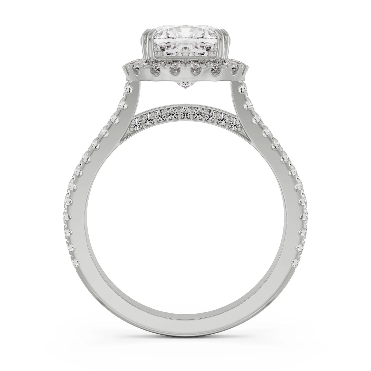 Cushion Halo Lab Grown Radiant Engagement Band