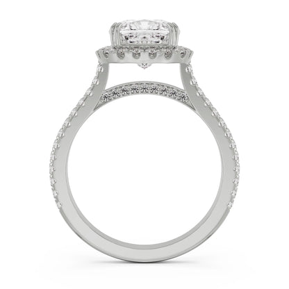 Cushion Halo Lab Grown Radiant Engagement Band