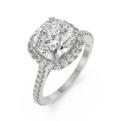 Cushion Halo Lab Grown Radiant Engagement Band