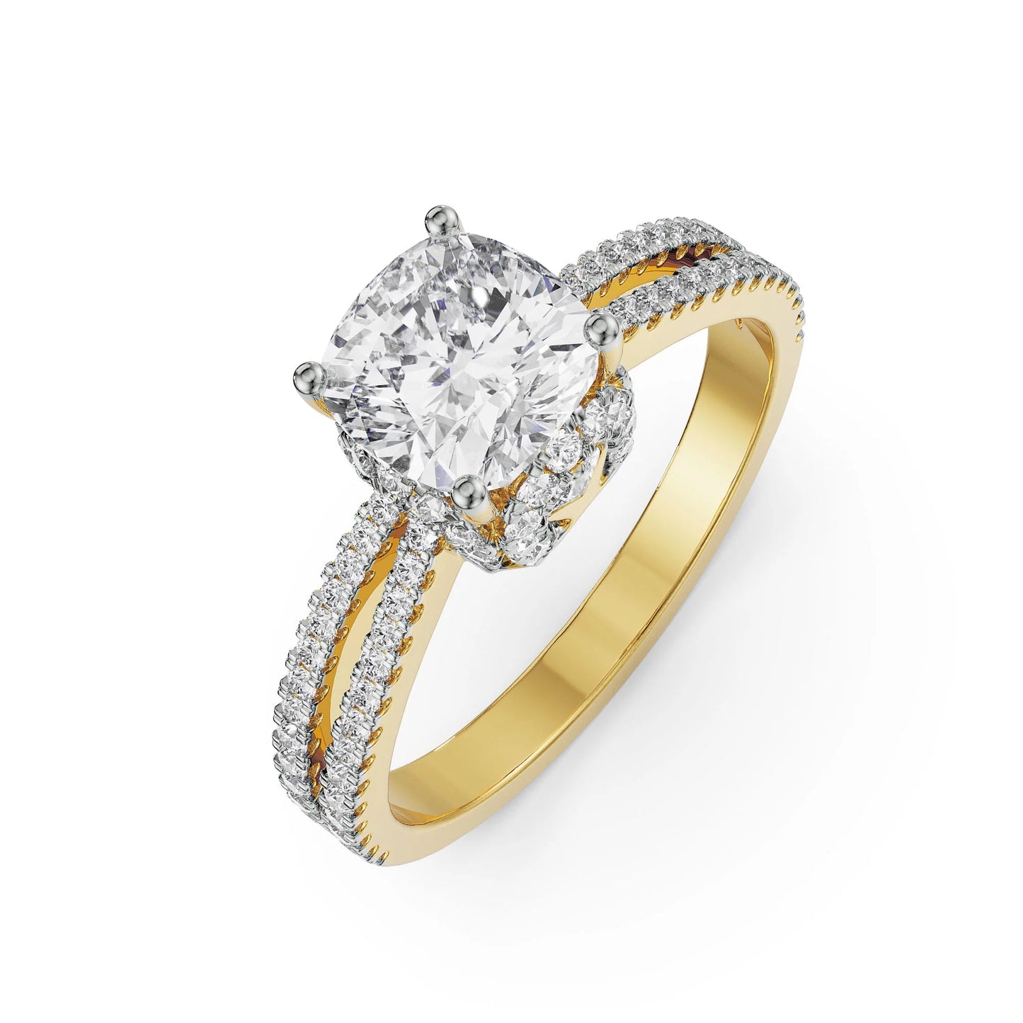 Cushion Cut Lab Radiant Engagement Band