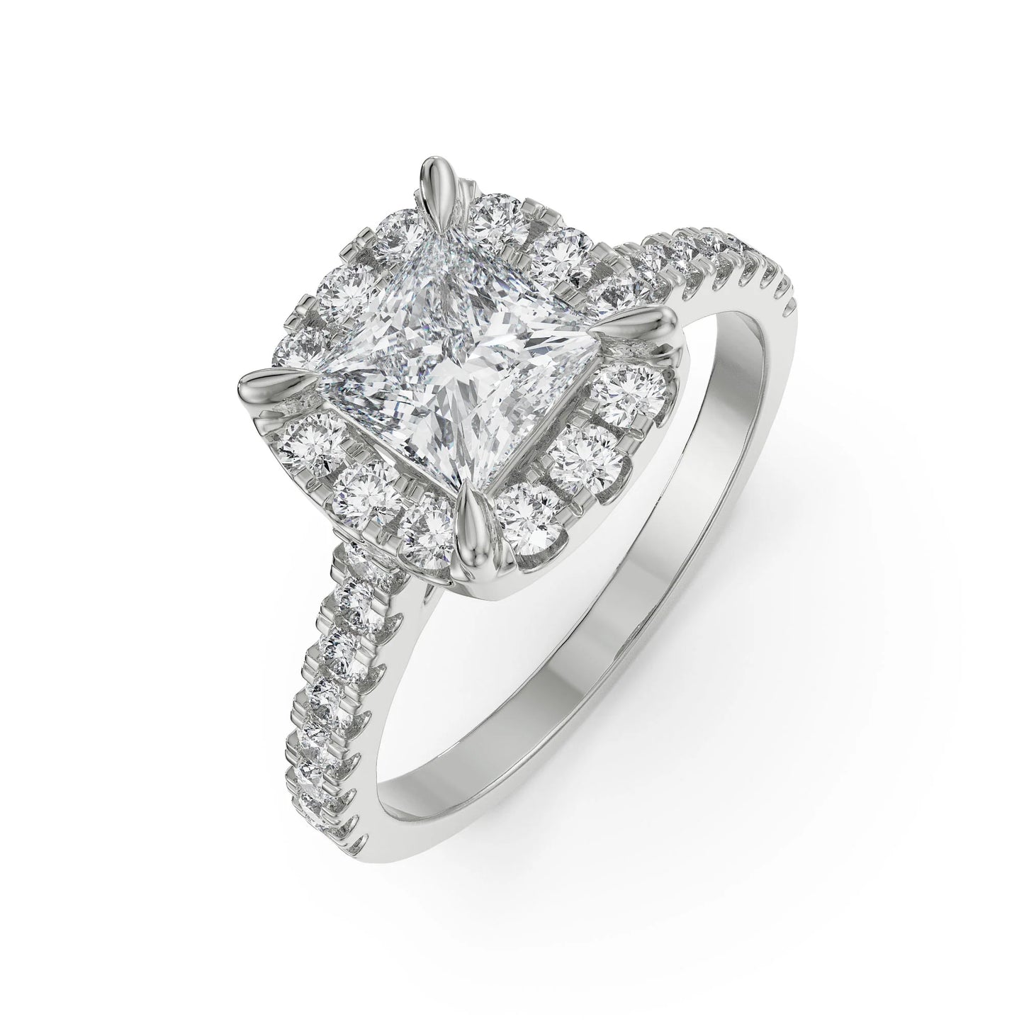 Princess Cut Lab-Grown Brilliant Bridal Circle Ring