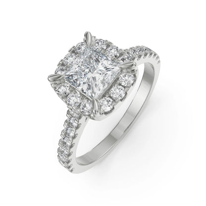 Princess Cut Lab-Grown Brilliant Bridal Circle Ring