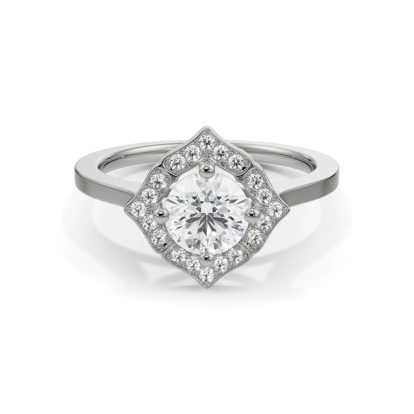 Circular Stone Halo Lab Brilliant Engagement Ring