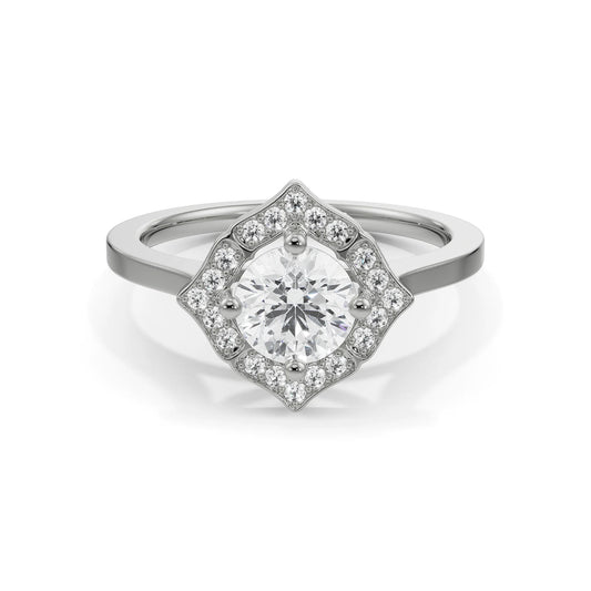 Circular Stone Halo Lab Brilliant Engagement Ring