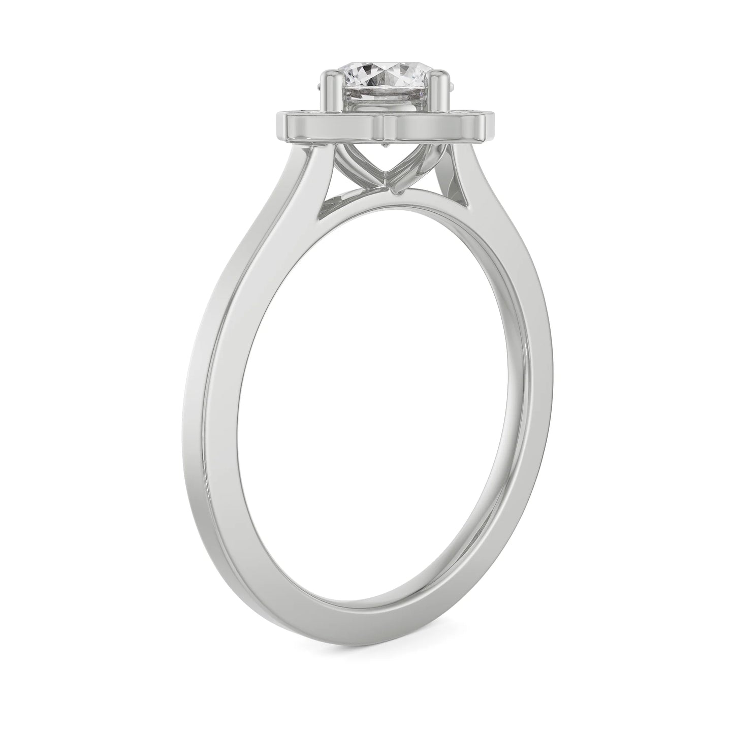 Circular Stone Halo Lab Brilliant Engagement Ring