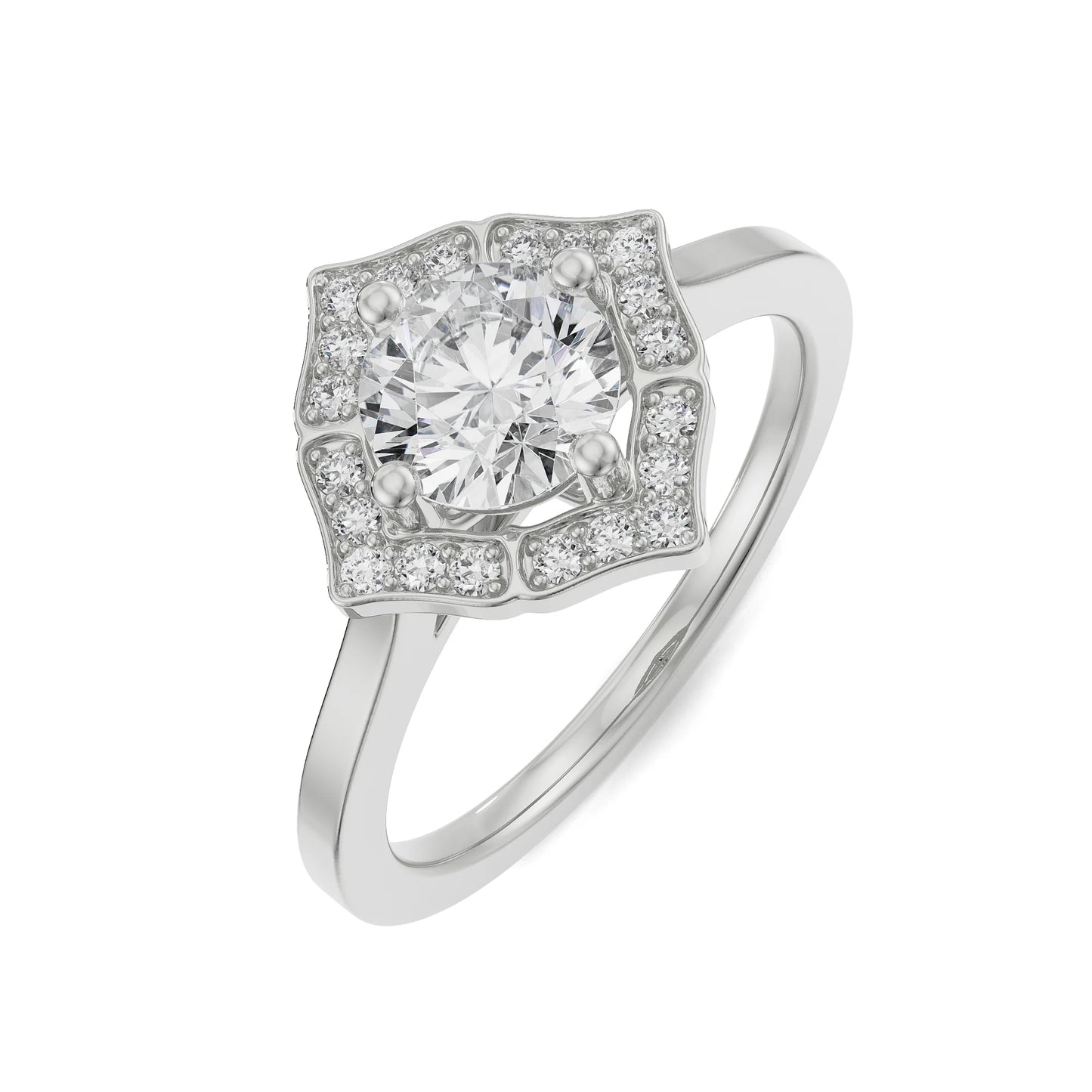 Circular Stone Halo Lab Brilliant Engagement Ring