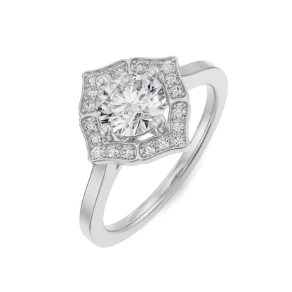 Circular Stone Halo Lab Brilliant Engagement Ring