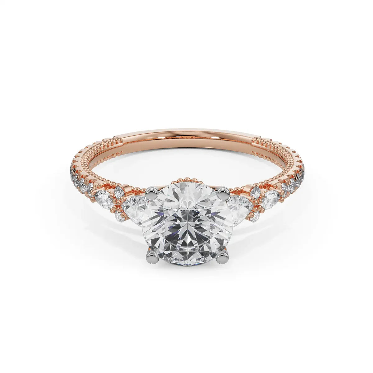 Pear Cut Sidestone Lab Grown Luxe Circle