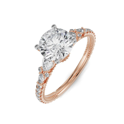Pear Cut Sidestone Lab Grown Luxe Circle