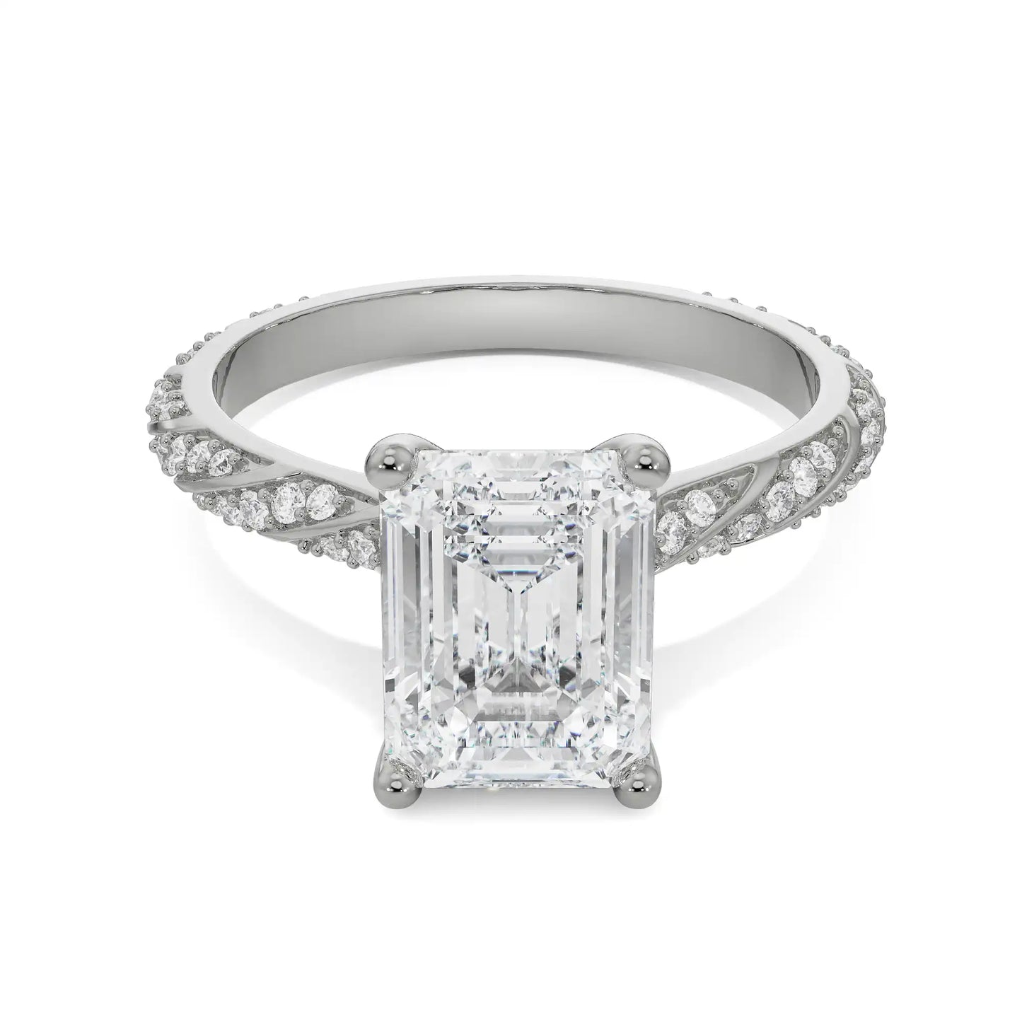 Radiant Emerald Lab Brilliant Engagement Band