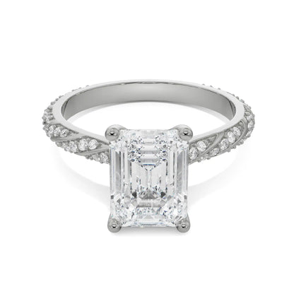 Radiant Emerald Lab Brilliant Engagement Band