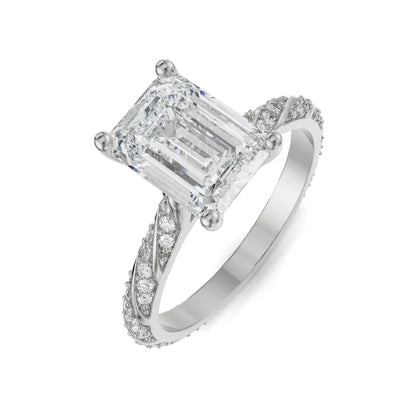 Radiant Emerald Lab Brilliant Engagement Band