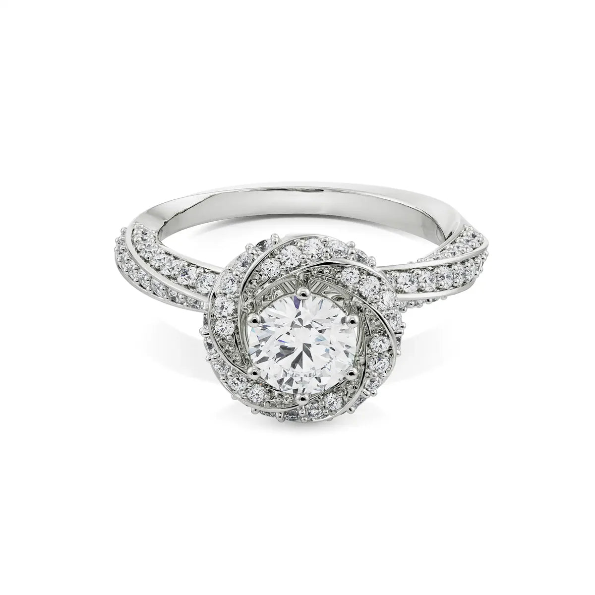 Twisted Band Halo Lab Grown Radiant Signature Ring