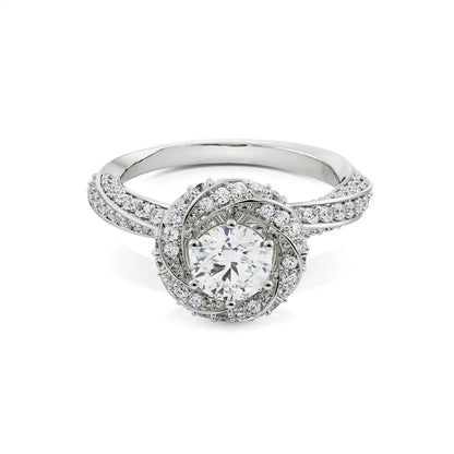 Twisted Band Halo Lab Grown Radiant Signature Ring