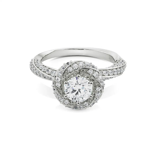 Twisted Band Halo Lab Grown Radiant Signature Ring