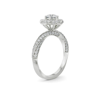 Twisted Band Halo Lab Grown Radiant Signature Ring