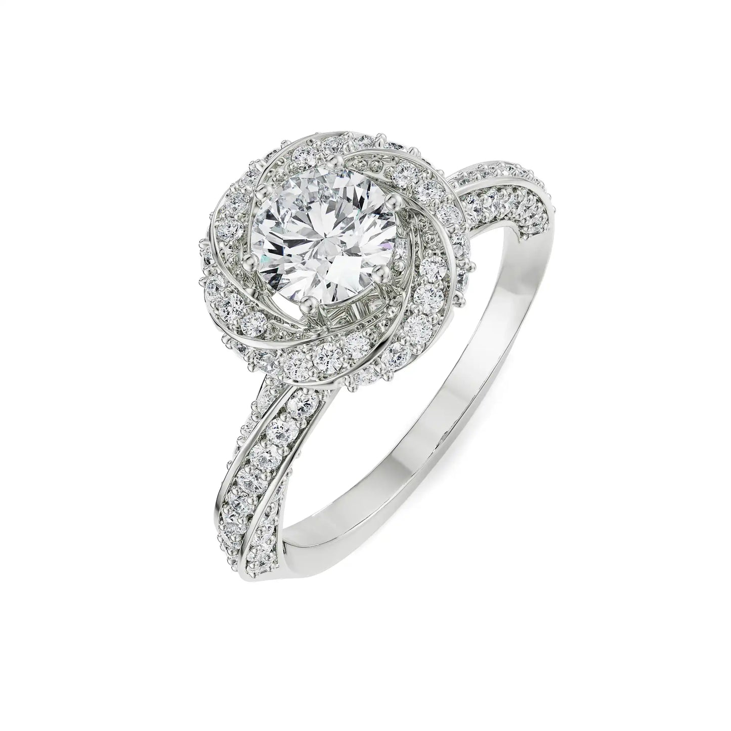 Twisted Band Halo Lab Grown Radiant Signature Ring