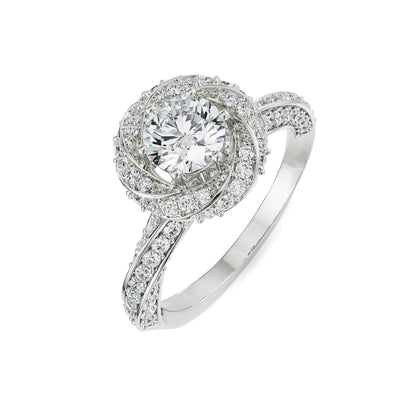 Twisted Band Halo Lab Grown Radiant Signature Ring