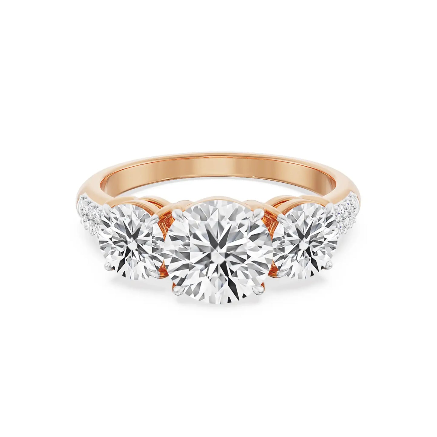 Three Stone Rose Engagement Band