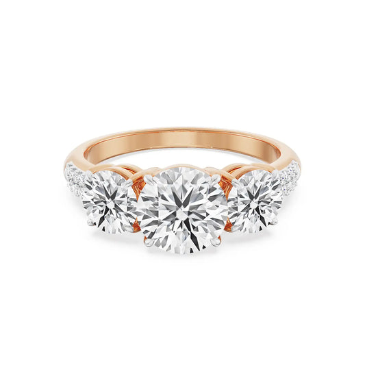 Three Stone Rose Engagement Band
