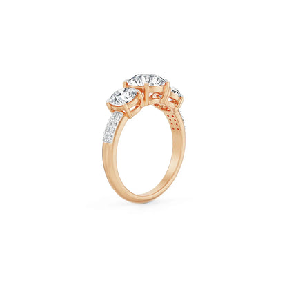 Three Stone Rose Engagement Band