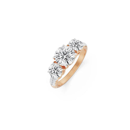 Three Stone Rose Engagement Band