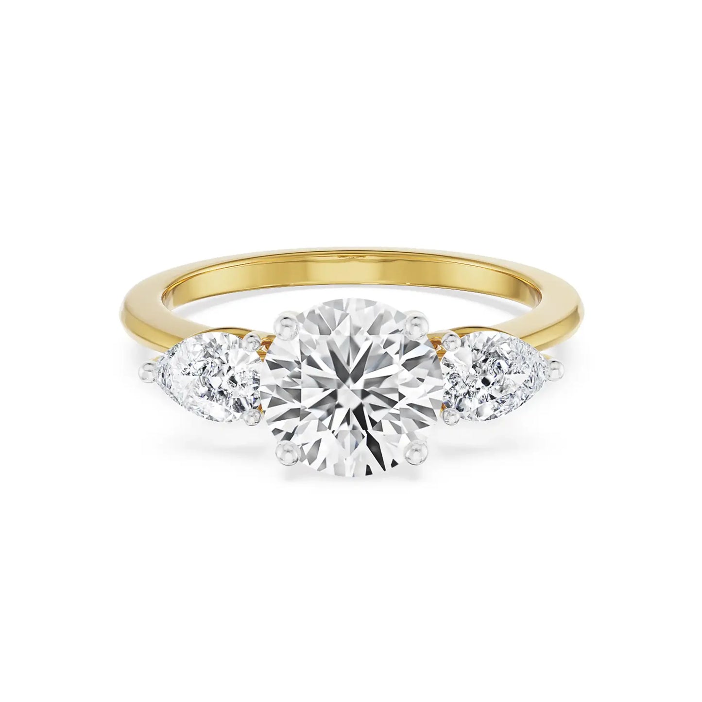 Three Stone Pear Engagement Band