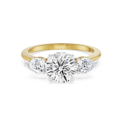 Three Stone Pear Engagement Band