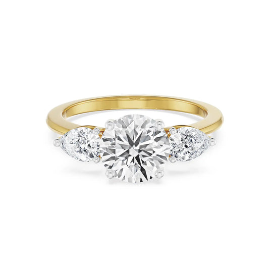 Three Stone Pear Engagement Band