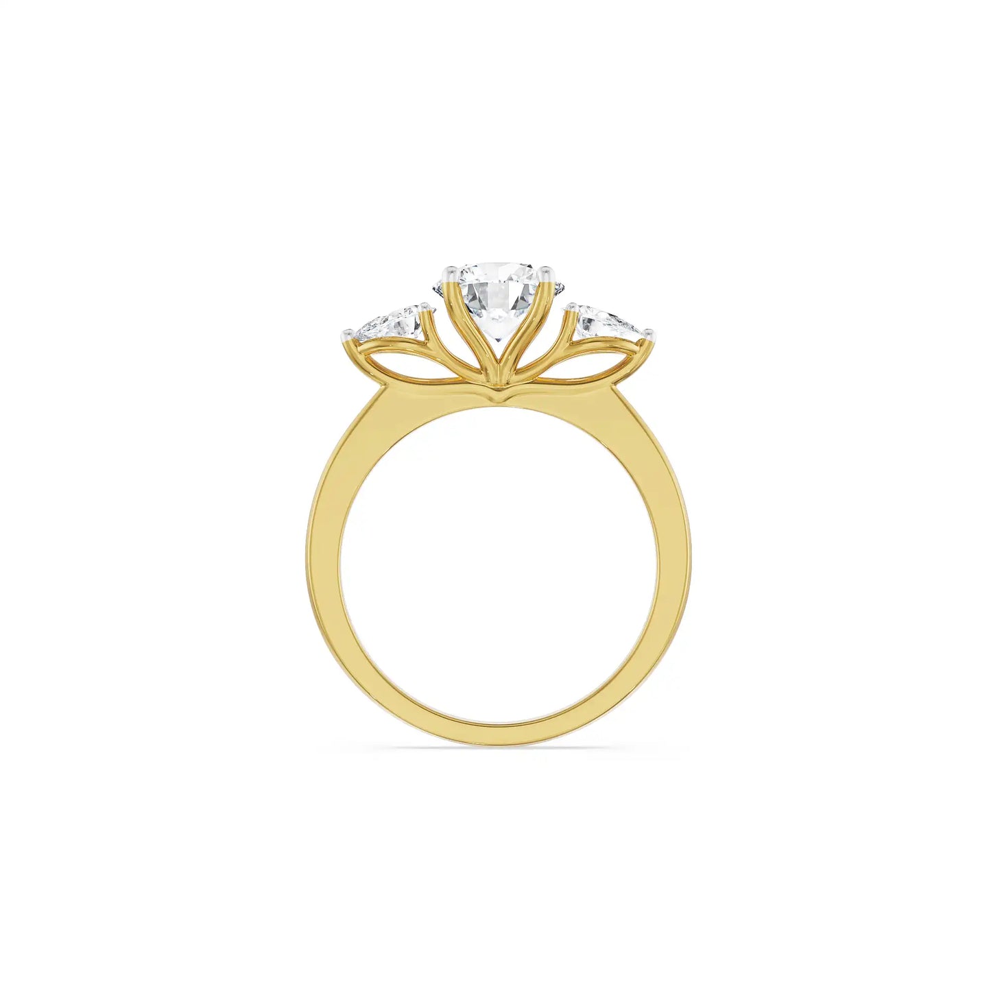 Three Stone Pear Engagement Band
