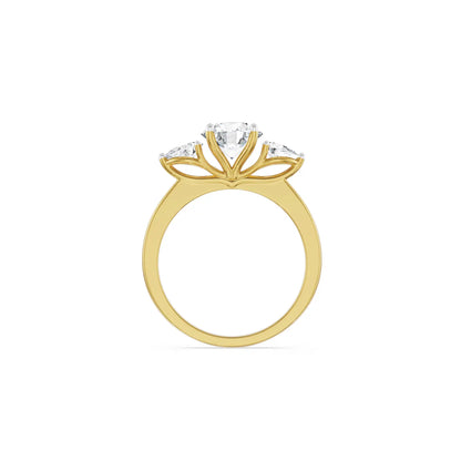 Three Stone Pear Engagement Band