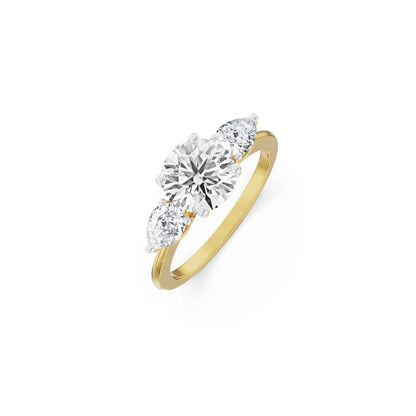 Three Stone Pear Engagement Band
