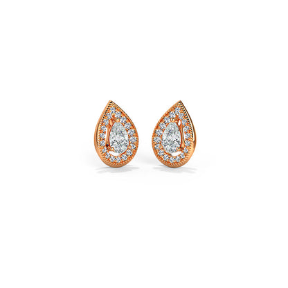 Pearl Halo Diamond Stud Earrings  