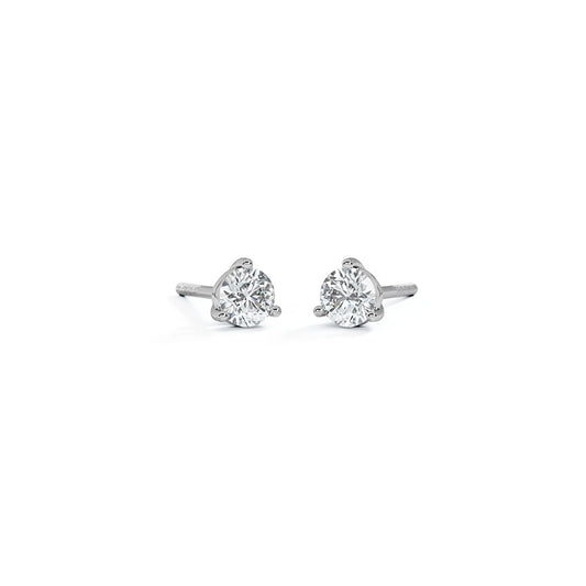 Triangular Solitaire Stud Earrings  