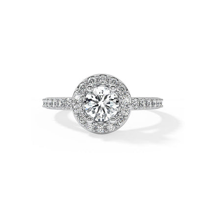 Circular Halo Solitaire Ring  