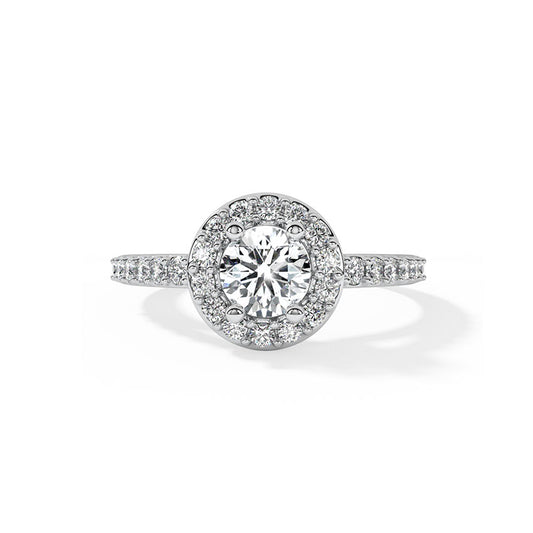 Circular Halo Solitaire Ring  